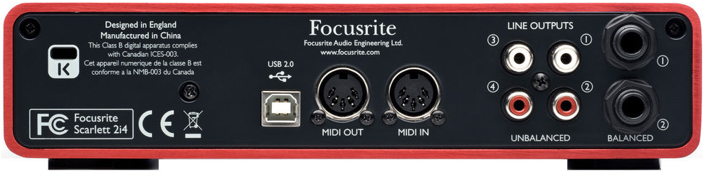 Focusrite Scarlett 2i4 (back)